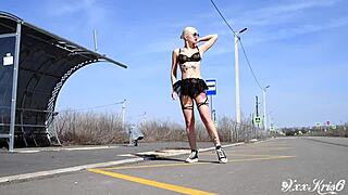 beautiful and sexy girl in lingerie on the streets of the city big boobs tattoo girl sex and cum in mouth blowjob outdoor sex amateur porn inked bitch cumslut verified models