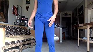 Ginger moisther tease you in blue - lay down comedy nipples smiles try to lick myself