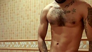 After a hot shower, the excitement builds in the bathroom.