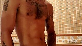 After a hot shower, the excitement builds in the bathroom.