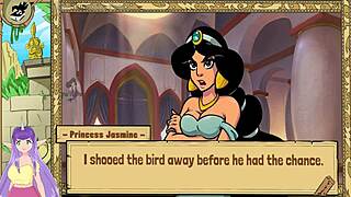 Jafar and the Queen trainer in a hot scene in this uncensored hentai