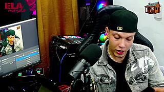 gih spaniac puts the redhead on all fours on the podcast table just to show her pink pussy