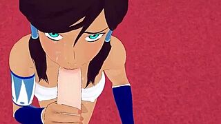 Avatar Korra gives perfect blowjob in hentai cartoon