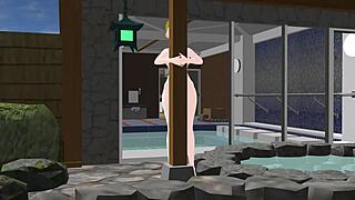 アニメ女が日本の公衆浴場【銭湯】で入浴