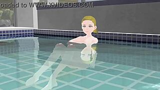 anime woman took a bath in a japanese public bath【sento】