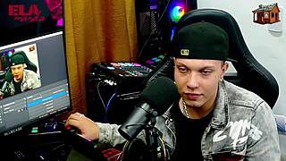 gih spaniac puts the redhead on all fours on the podcast table just to show her pink pussy