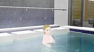 anime woman took a bath in a japanese public bath【sento】