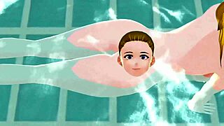 anime woman took a bath in a japanese public bath【sento】