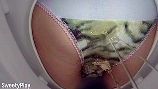 Piss in panties caught on toilet bowl cam