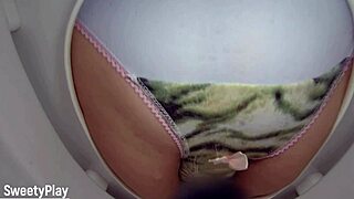 Piss in panties caught on toilet bowl cam