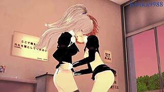 Shizuma hanazono and nagisa aoi engage in intense lesbian play