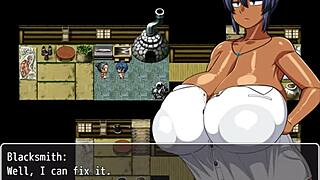 Tanned Natsuki in hentai game ep 12 strokes huge BBC outdoors