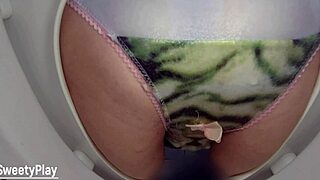 Piss in panties caught on toilet bowl cam