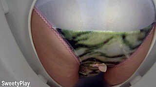 Piss in panties caught on toilet bowl cam