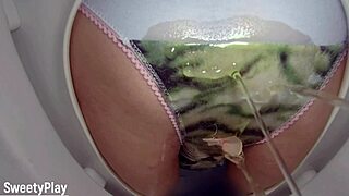 Piss in panties caught on toilet bowl cam