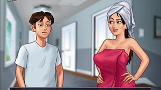 Watch Jamie taking a steamy shower in Summertime Saga 4