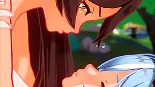 3D hentai babe gets creampied in wild scene