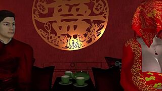 3D cartoon of Chinese wife's steamy affair with well-endowed partner
