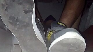 Cumshot On Blue Sweaty Socks And Bare Feet!