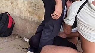 offering my friend a ride on the bike path, public adventure