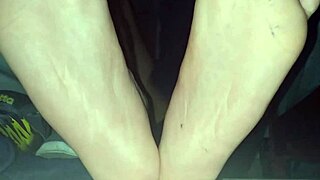 Cumshot On Blue Sweaty Socks And Bare Feet!