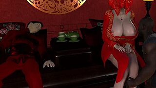 3D cartoon of Chinese wife's steamy affair with well-endowed partner