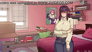 amy meets her futanari roommate and they shower together