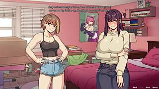 amy meets her futanari roommate and they shower together