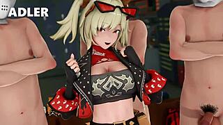 burnice gets wild in a hentai gangbang scene! 😈