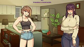 amy meets her futanari roommate and they shower together