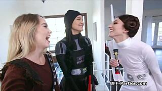 Sexy Cosplay Erupts Into Fourway Party With Horny Girlfriends!