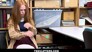teenlifters caught this cute redhead teen shoplifter ella hughes. security guard searched and banged her hard.