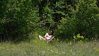 outdoor touching in front of passersby with jogger interaction