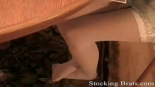 Emotional Soaking Wet Watching Toes Tease in Tight Stockings