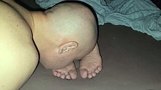 he just licked his stepmother's soles and finished right on them