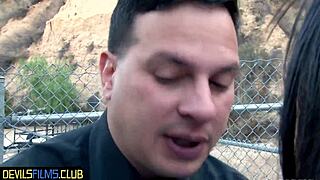 seductive teen 18+ babe riding cock outdoors