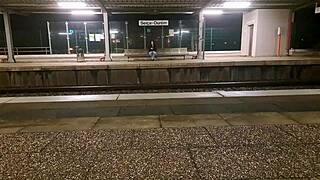 Public Outdoor Train Station Fuck with a Stranger