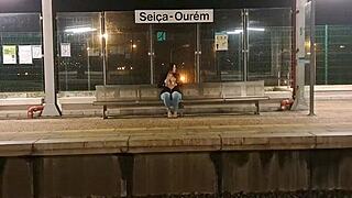 Public Outdoor Train Station Fuck with a Stranger