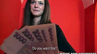 Natural Czech brunette gets picked up and fucked in public spot