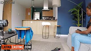 In the casting, the skinny black Latina endures rough anal domination and deepthroat.