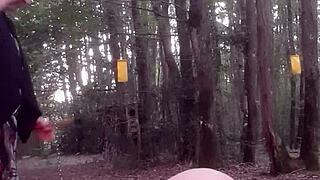 outdoor femdom session with slave at home and in forest