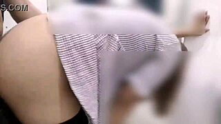 horny filipina risks it all sucking and banging in public fitting room