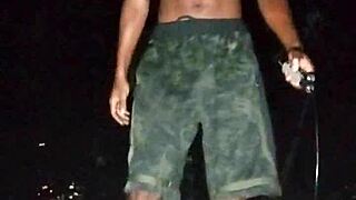 Beautiful woman poses in the park for photoshoot