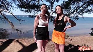 Arianna and Angelina, busty milfs, share a hard cock in wild FFM. Their French 3some turns into raw anal play.