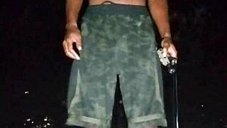 Beautiful woman poses in the park for photoshoot