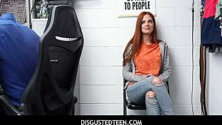 hot teen shoplifter scarlett mae caught and fucked by pervy officer after stealing tv