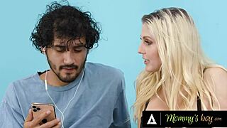 worried milf christie stevens lets that 18yo gamer fuck her hard in pantyhose for exercise