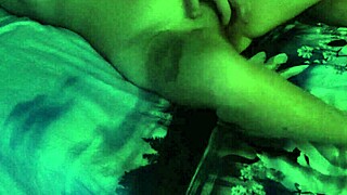 I finger my stepsister's wet pussy in the parents' bed, making her moan and orgasm