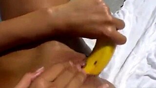 Hottest blonde intensely takes deep banana dick outdoors