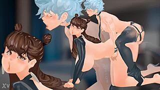 Tall Thick Milf Gets Doggy Fucked By Short Femboy